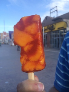 Chamoy and mango popsicle! (I already took a few bites before I remembered to take a picture!
